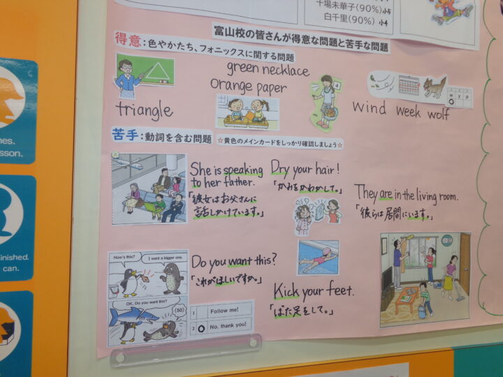 最新の英語教育について常に掲示板でご案内富山校のこども英語・英会話教室アミティー
